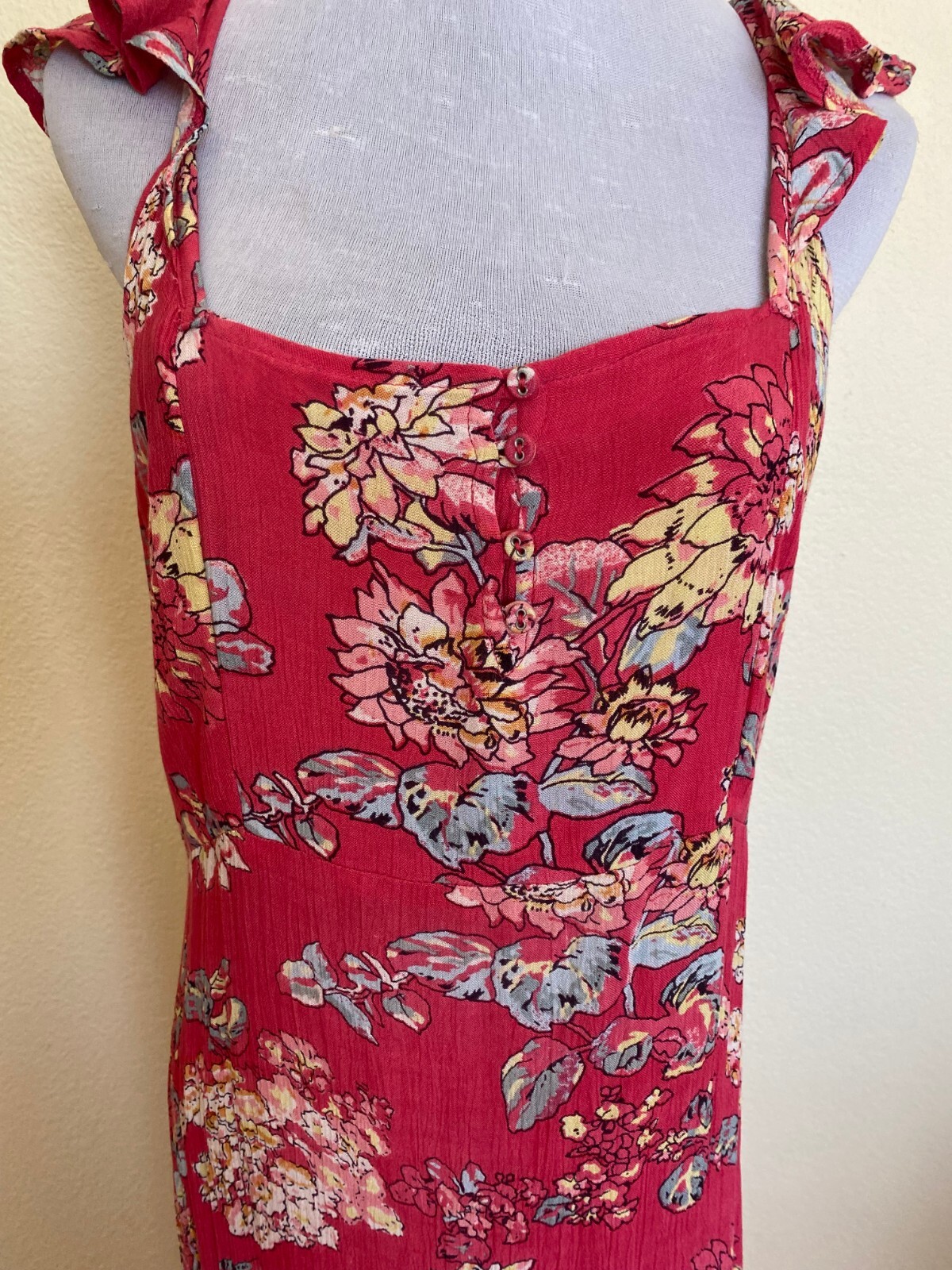 NWT Z&L Pink Floral Maxi Flutter Sleeves Open Back Bo… Gem