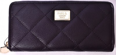 MARC B Lola Nouveau Quilted Black Zip Around Purse/Wallet/Clutch NEW 