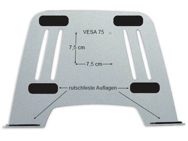 Vassoio per laptop in argento per il fissaggio a un supporto da parete VESA 75 - Immagine 4 di 4