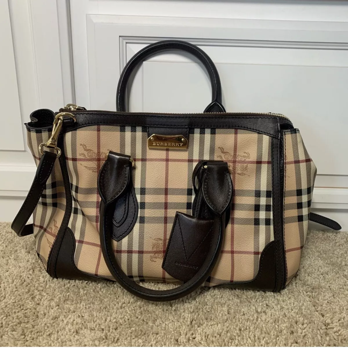 Burberry Haymarket Gladstone tote shoulder bag eBay