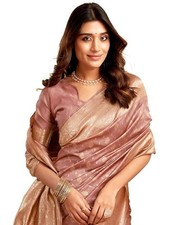 Women's Jacquard Kanjivaram Soft Silk Banarasi Saree With Unstitched Blouse Piec