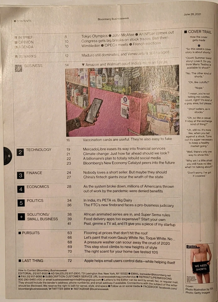 Bloomberg Businessweek Magazine June 28 2021 - Stock Market Shorts - Image 3 of 3