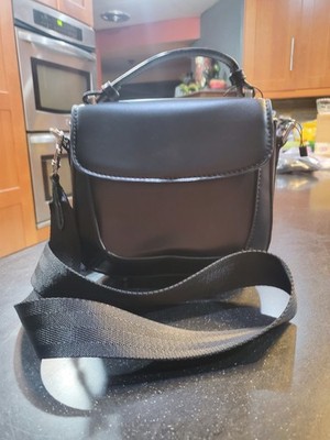 Zara Womens Crossbody Bag black  mini flap Handle Removable /Shoulder Strap New