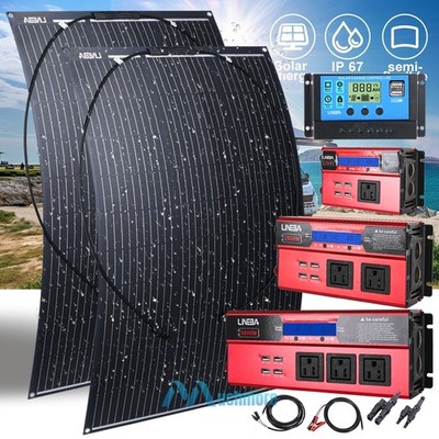 Complete 200W Solar Panel Kit & 5000W Power Inverter 30A Home 110V Grid System