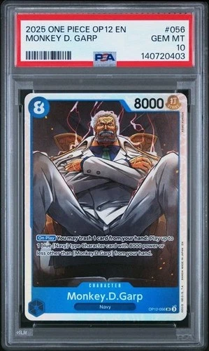2025 One Piece OP12 EN Monkey D. Garp PSA 10 GEM Extended Art #056 Super Rare