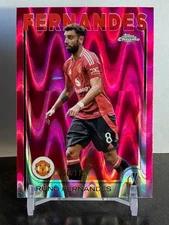 2024-25 Topps Chrome UCC Bruno Fernandes Neon Pink RayWave Refractor /175 #152