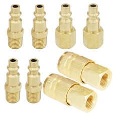 Universal Air Coupler Industrial M Type Air Plug Kit 1/4 NPT Brass 8 PCS