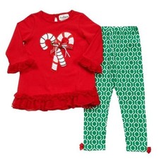 RARE EDITIONS Girl's 6X Candy Cane Top Damask Leggings NWT 44