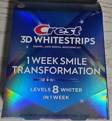 Crest 3D White 1-Week Transformation Teeth Whitening Strips WORN Box 2027+