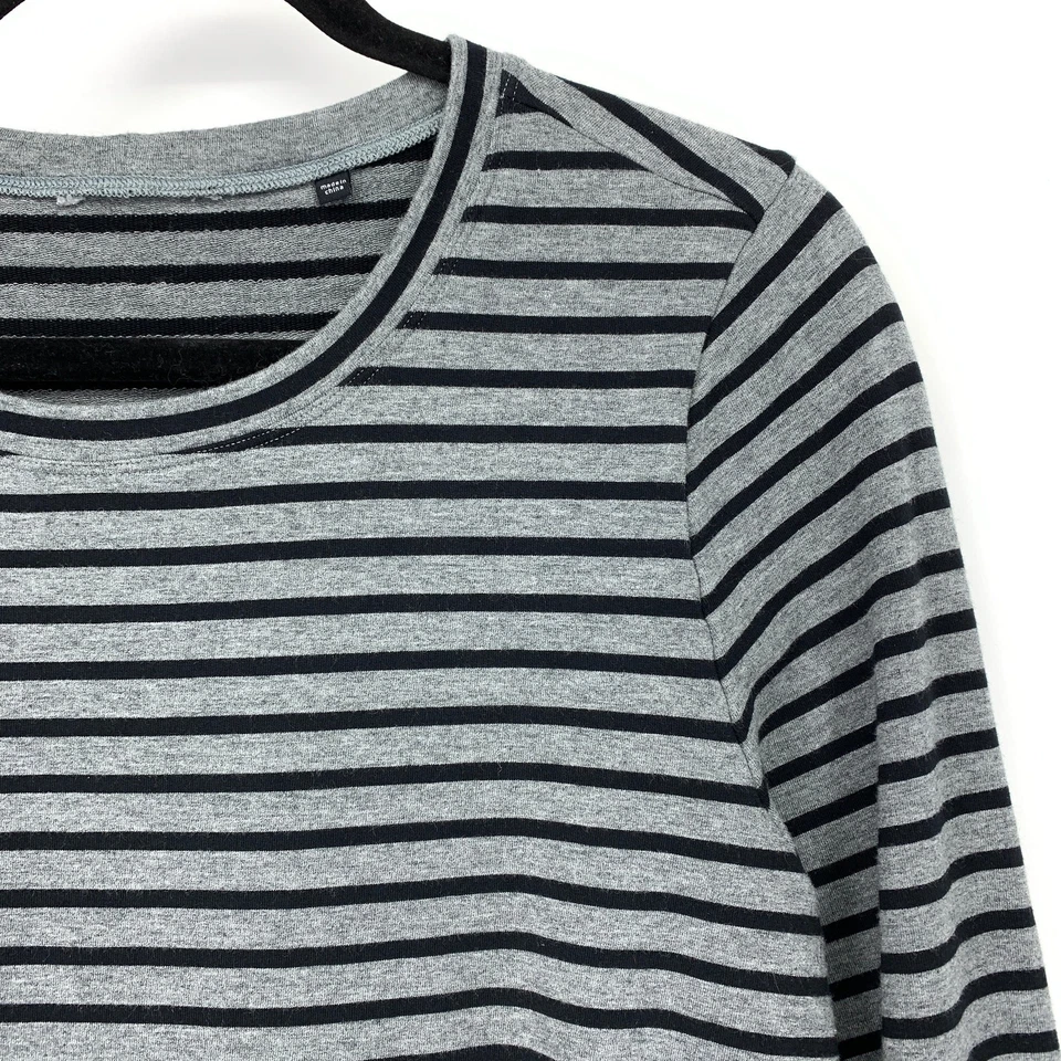 Camiseta Cabi Pivot a Rayas para Mujer Talla Grande Gris Negra Manga Larga Cuello Redondo Foto 3 de 4