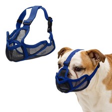 Short Snout Dog Muzzles, Adjustable Mouth Cover for Dogs  L, Blue 