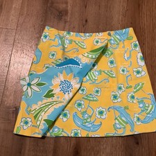 Lilly Pulitzer Girls Size 12 Reversible Wrap Around Skirt Monkeys Boats Flowers