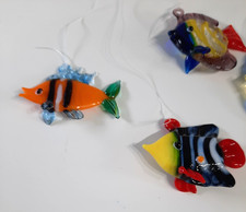 Hand Blown Glass Float Fish Ornaments Lot Han...