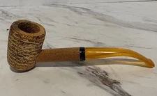 Vintage Missouri Meerschaum Corn Cob Pipe Bent Arched Yellow Stem READ
