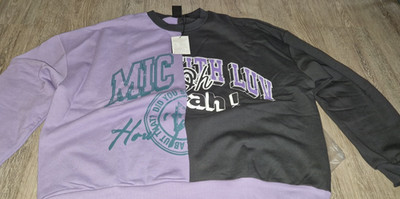 BTS Varsity Sweatshirt (08) XL Lila/Schwarz Original Official