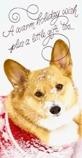 3 "Hope Holidays are Merry!" MONEY ENCLOSURE CHRISTMAS CARD Corgi Dog