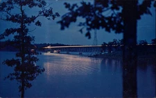 Osage Beach Missouri Grand Glaize Bridge night time lapse lights scarce postcard