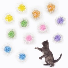 Cat Sparkle Balls, 6pcs 2.36 Inches Cat Pom Pom Ball Glitter Tinsel Kitten Ba...