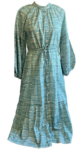 Olivia James The Label Midi Cotton Dress XS Emory Toile Batik Ballon Sleeve
