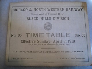 C&NW Black Hills Division ETT 1918