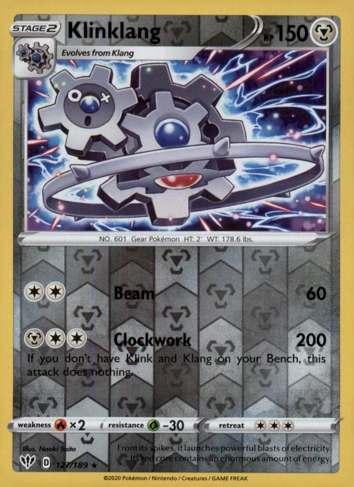 KLINKLANG 127/189 DARKNESS ABLAZE REVERSE HOLO NM