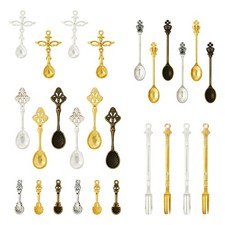 Tibetan Style Alloy Spoon Charms - 26pcs Vintage Tableware Mini Metal Kitchen...