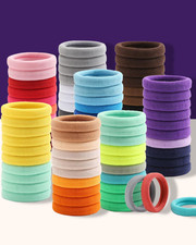 100PCS Elastic Hair Ties Seamless Ponytail Holders No Crease Cotton Bands