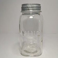 RARE 1 Qt. Square PINE  Mason Canning Jar W/ Ball Zink Lid NICE!