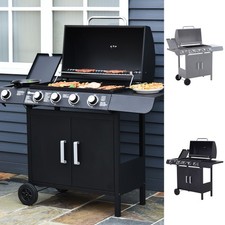 Gas BBQ Grill Stainless Steel 4 Burner + 1 Side Outdoor Barbecue Party