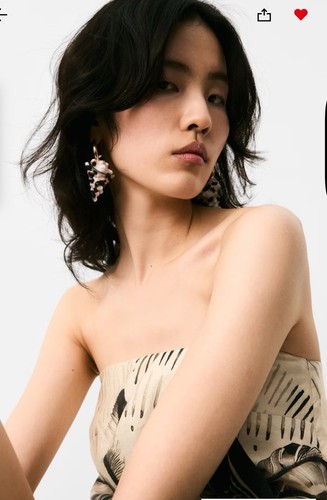 Beautiful Viral H&M Light Beige Draped Bandeau Dress - Picture 2 of 6