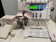 Elna 945 Computerized Serger Overlock Sewing Machine w Pedal, Manuals & Case