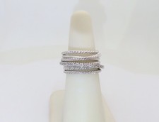 David Yurman Multi Band Diamond Ring Crossover Highway Rings Silver Size 6 SR037