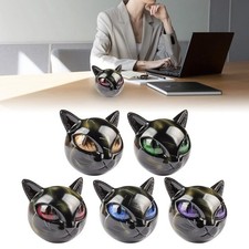 Black Cat Head Sculpture Marble Texture Healing Keepsake Gift US