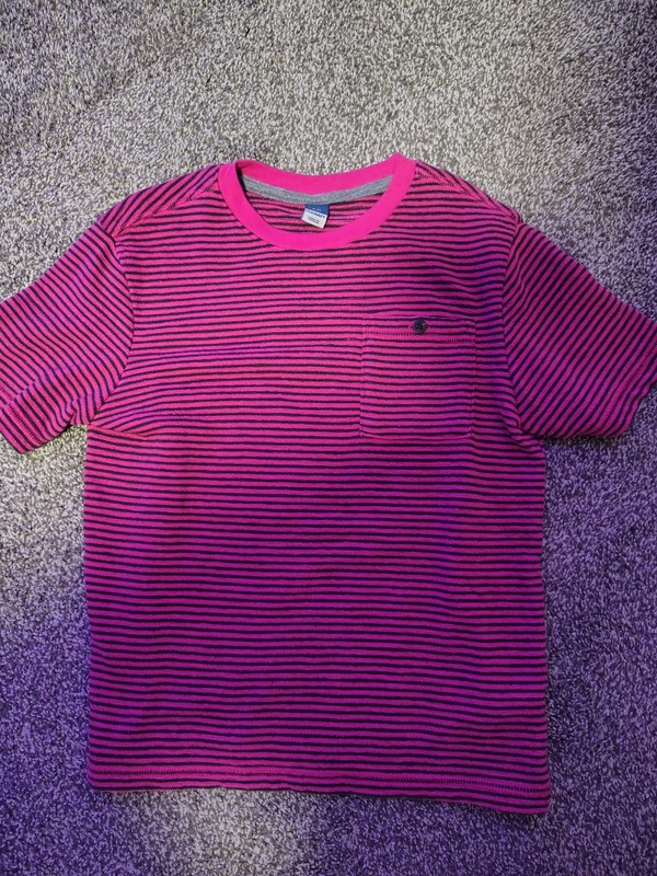 Pink Black Striped Old Navy Kids Medium T Shirt