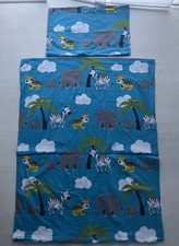 Afrika Bettwäsche 130x100 60x40 Baumwolle Blau Kinderbettwäsche Tiger Zebra