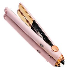 Flat Iron Hair Straightener and Curler 2 in 1 with 10s Fast Light Pink