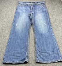 Seven 7 Jeans Men’s 40x32 Blue Boot Cut Denim Blue Relaxed Distress Western