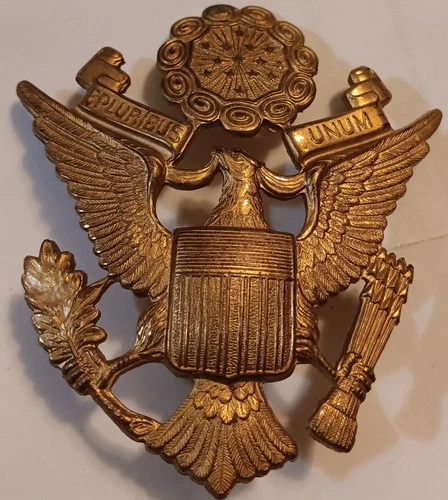 ACID TEST GEMSCO WW2 US Army Officer Eagle Cap Hat Badge WWII WW2 Era Military