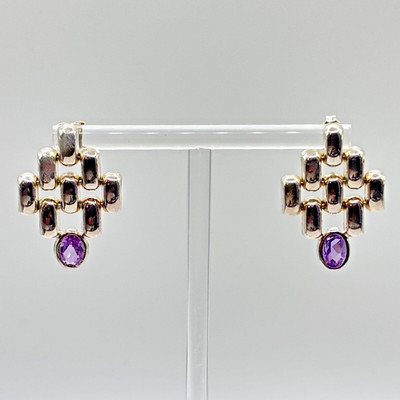Amethyst Sterlingsilber Wasserfall moderne Hänger Chandelier Ohrringe