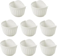 ORIMERC 8 Pack White Wall Hanging Planters Pots for 8 inch(8 Pack), 