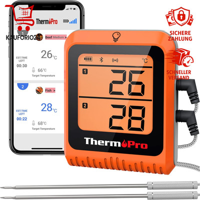 ThermoPro TP25H2 Küchenthermometer mit Bluetooth 150m Timer Alarm