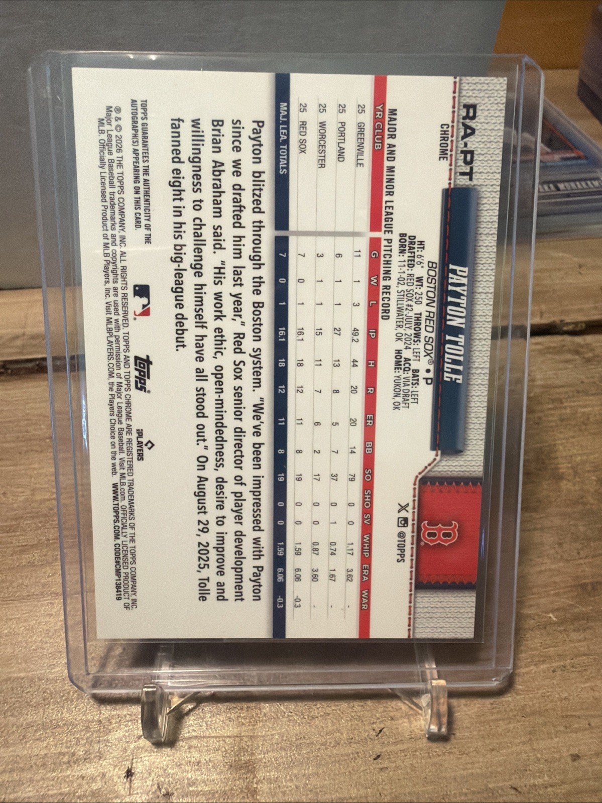 NEW RELEASE 2026 Topps Chrome🔥Logo Man🔥Payton Tolle Purple  Rookie Auto /75 RC view 2