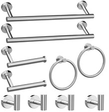 Round Brushed Nickel Bathroom Hardware: 10 Pieces Stainless Steel Accessories