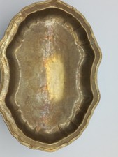 Messing-Massiv, Teller-Tablett Antik Mit Signatur Gewichtca.1276 kg, Längeca. 34