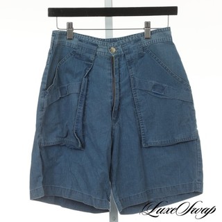 Vintage 1980s 1990s Hermans Made in Qatar Faded Denim Indigo High Rise Shorts 30