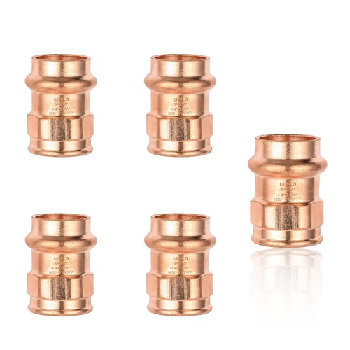 5 PCS Press Copper Adapter Fitting 3/4Inch Fit x 1/2Inch Female NPT Brass