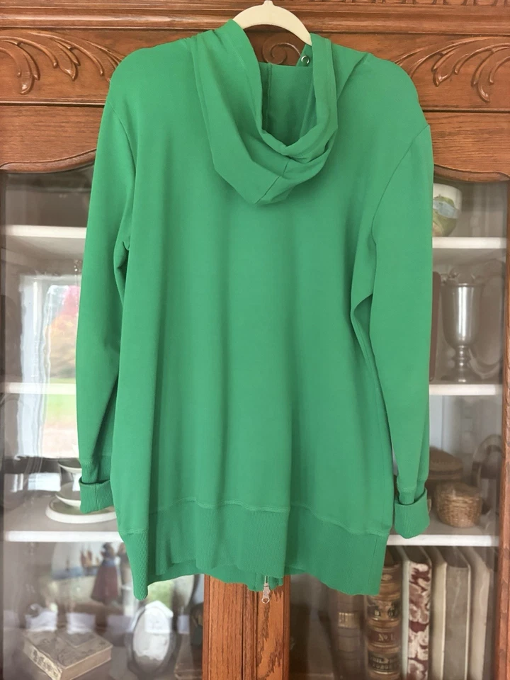 Sudadera con capucha verde cremallera completa Nike Fit Dry talla XXL para mujer con bolsillos Foto 2 de 4