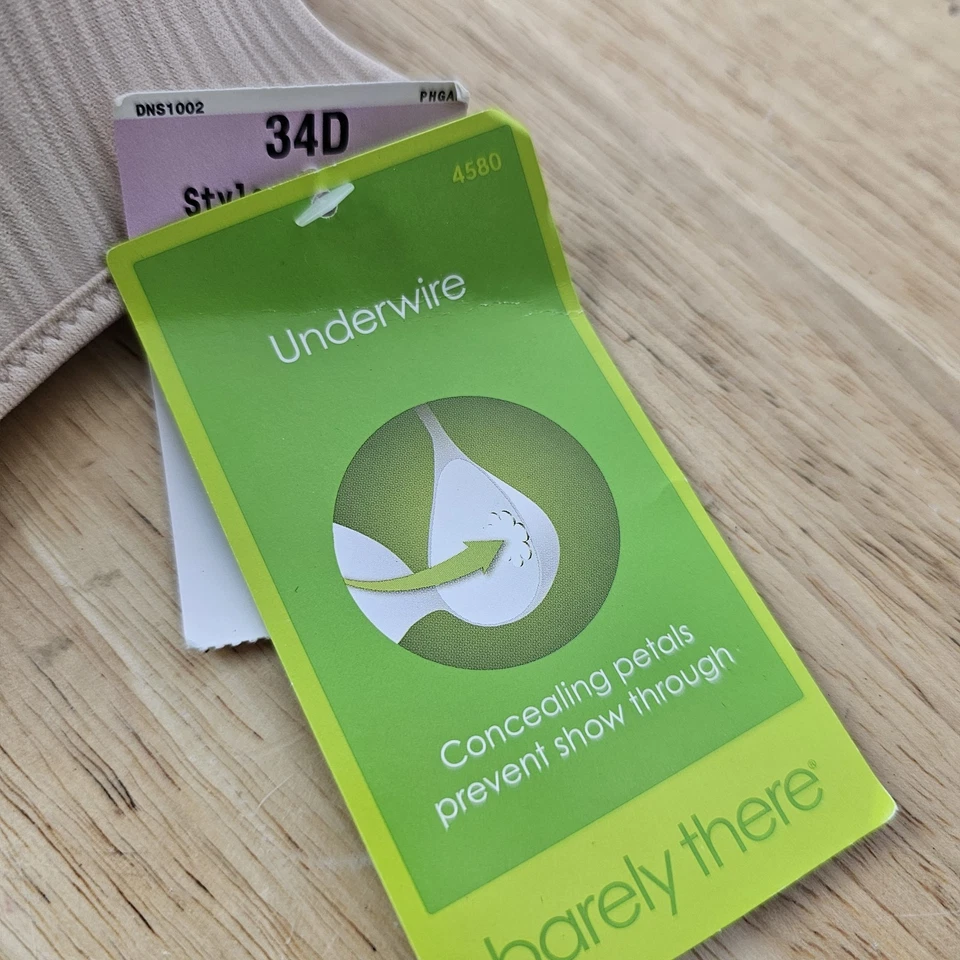 Barely There Beige Stripe T-shirt Bra size 34D #4580 NWT UW Concealing Petals - Image 2 of 4