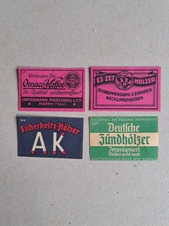 4 Zündholzetiketten Alt Deutschland 9.
