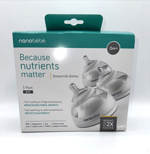 Baby Nanobebe Breastmilk Bottles 0m NIPPLES 5oz GREY 3 Pack